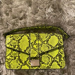 Zara lime green snakeskin print bag
